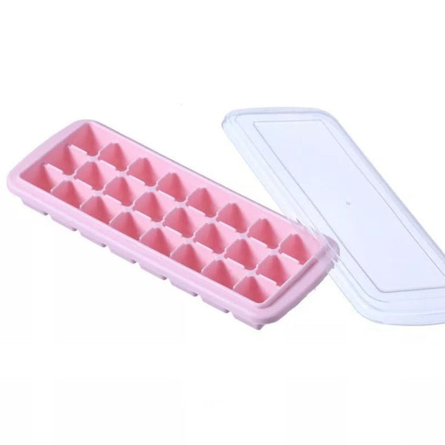 Creative 24 Grid Silicone Ice Tray Home Large Ice Cube Mold Ice Box with Lid - DealBuddy