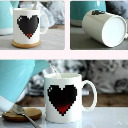 Creative Heart Magic Temperature Changing Cup Color Changing Chameleon Mugs Heat Sensitive Coffee Tea Milk Cup - DealBuddy