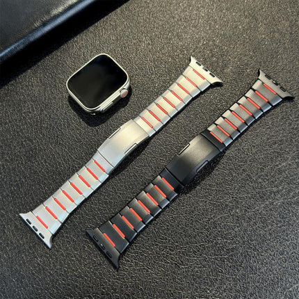 Curved Two - Tone Side - Release Stainless Steel Watch Band, For Apple Watch 49mm / 46mm / 45mm / 44mm, For Apple Watch 42mm / 41mm / 40mm / 38mm - DealBuddy