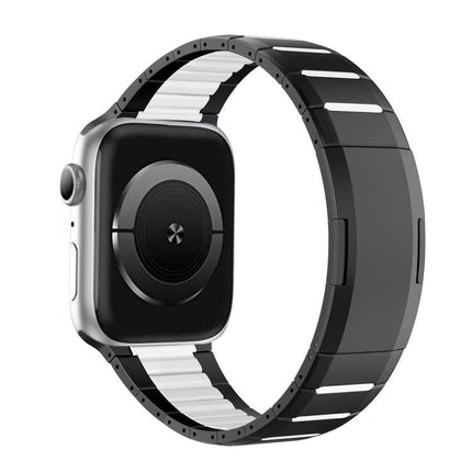 Curved Two - Tone Side - Release Stainless Steel Watch Band, For Apple Watch 49mm / 46mm / 45mm / 44mm, For Apple Watch 42mm / 41mm / 40mm / 38mm - DealBuddy