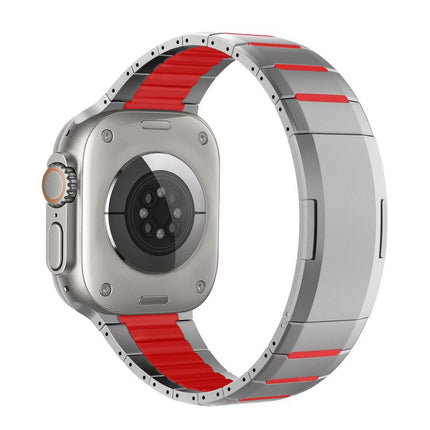 Curved Two - Tone Side - Release Stainless Steel Watch Band, For Apple Watch 49mm / 46mm / 45mm / 44mm, For Apple Watch 42mm / 41mm / 40mm / 38mm - DealBuddy