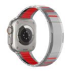 Curved Two - Tone Side - Release Stainless Steel Watch Band, For Apple Watch 49mm / 46mm / 45mm / 44mm, For Apple Watch 42mm / 41mm / 40mm / 38mm - DealBuddy