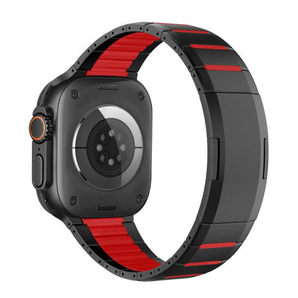 Curved Two - Tone Side - Release Stainless Steel Watch Band, For Apple Watch 49mm / 46mm / 45mm / 44mm, For Apple Watch 42mm / 41mm / 40mm / 38mm - DealBuddy