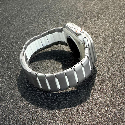 Curved Two - Tone Side - Release Stainless Steel Watch Band, For Apple Watch 49mm / 46mm / 45mm / 44mm, For Apple Watch 42mm / 41mm / 40mm / 38mm - DealBuddy