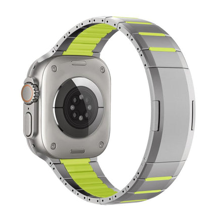 Curved Two - Tone Side - Release Stainless Steel Watch Band, For Apple Watch 49mm / 46mm / 45mm / 44mm, For Apple Watch 42mm / 41mm / 40mm / 38mm - DealBuddy