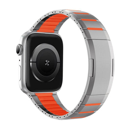 Curved Two - Tone Side - Release Stainless Steel Watch Band, For Apple Watch 49mm / 46mm / 45mm / 44mm, For Apple Watch 42mm / 41mm / 40mm / 38mm - DealBuddy