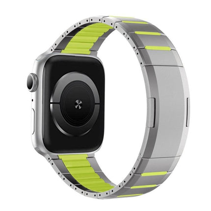 Curved Two - Tone Side - Release Stainless Steel Watch Band, For Apple Watch 49mm / 46mm / 45mm / 44mm, For Apple Watch 42mm / 41mm / 40mm / 38mm - DealBuddy