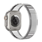 Curved Two - Tone Side - Release Stainless Steel Watch Band, For Apple Watch 49mm / 46mm / 45mm / 44mm, For Apple Watch 42mm / 41mm / 40mm / 38mm - DealBuddy