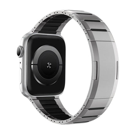 Curved Two - Tone Side - Release Stainless Steel Watch Band, For Apple Watch 49mm / 46mm / 45mm / 44mm, For Apple Watch 42mm / 41mm / 40mm / 38mm - DealBuddy