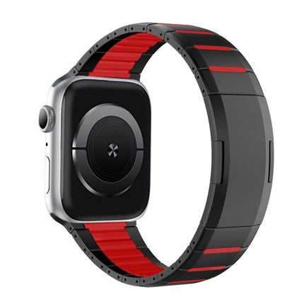Curved Two - Tone Side - Release Stainless Steel Watch Band, For Apple Watch 49mm / 46mm / 45mm / 44mm, For Apple Watch 42mm / 41mm / 40mm / 38mm - DealBuddy