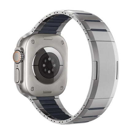 Curved Two - Tone Side - Release Stainless Steel Watch Band, For Apple Watch 49mm / 46mm / 45mm / 44mm, For Apple Watch 42mm / 41mm / 40mm / 38mm - DealBuddy