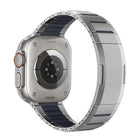 Curved Two - Tone Side - Release Stainless Steel Watch Band, For Apple Watch 49mm / 46mm / 45mm / 44mm, For Apple Watch 42mm / 41mm / 40mm / 38mm - DealBuddy