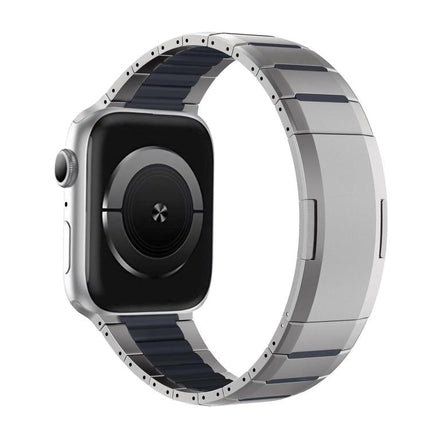 Curved Two - Tone Side - Release Stainless Steel Watch Band, For Apple Watch 49mm / 46mm / 45mm / 44mm, For Apple Watch 42mm / 41mm / 40mm / 38mm - DealBuddy