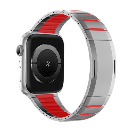 Curved Two - Tone Side - Release Stainless Steel Watch Band, For Apple Watch 49mm / 46mm / 45mm / 44mm, For Apple Watch 42mm / 41mm / 40mm / 38mm - DealBuddy
