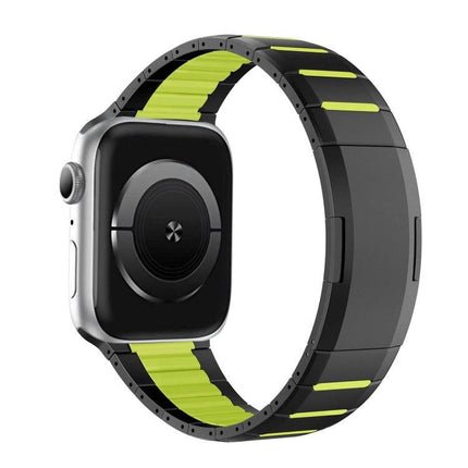Curved Two - Tone Side - Release Stainless Steel Watch Band, For Apple Watch 49mm / 46mm / 45mm / 44mm, For Apple Watch 42mm / 41mm / 40mm / 38mm - DealBuddy