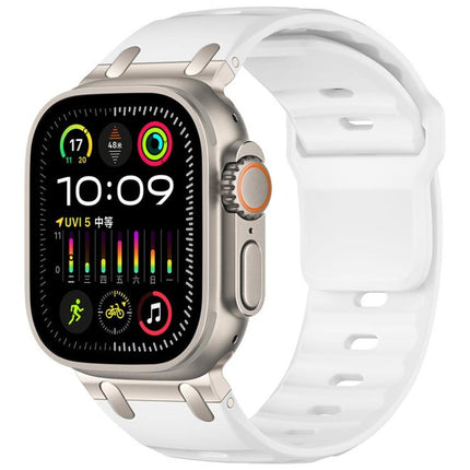 Customised Step - Style Solid Colour Silicone Watch Band, For Apple Watch 49mm / 46mm / 45mm / 44mm - DealBuddy