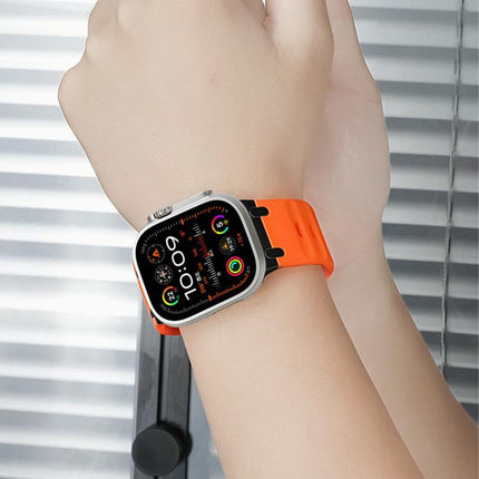 Customised Step - Style Solid Colour Silicone Watch Band, For Apple Watch 49mm / 46mm / 45mm / 44mm - DealBuddy
