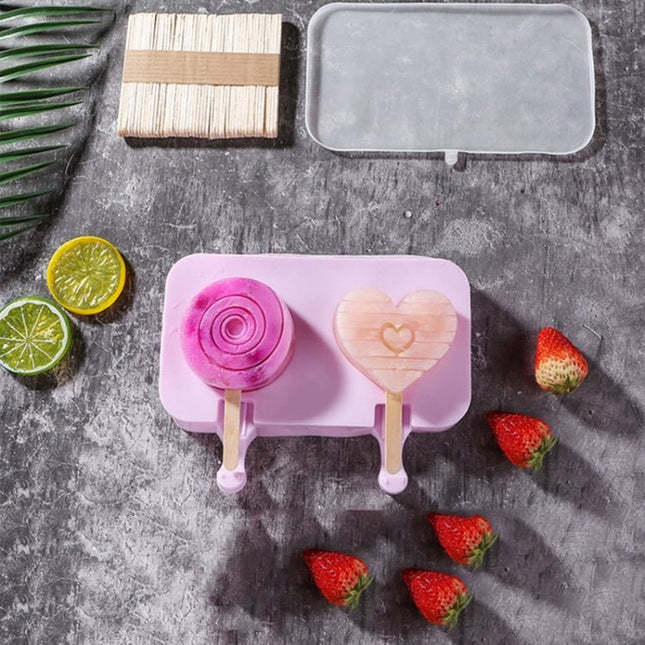 Cute Cartoon Silicone Ice Cream Popsicle Mold with Lid & Stick - DealBuddy