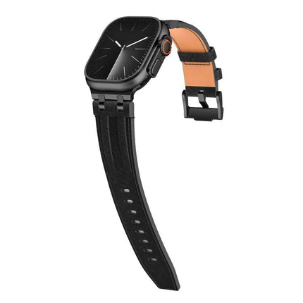 Denim Stitching Vegan Leather Watch Band, For Apple Watch 46mm / 49mm / 45mm / 44mm - DealBuddy