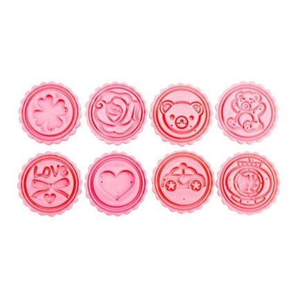 DIY Fondant Cake Mold Biscuit Cookie Cutters Baking Tools with 8 PCS Round Cartoon Patterns - DealBuddy