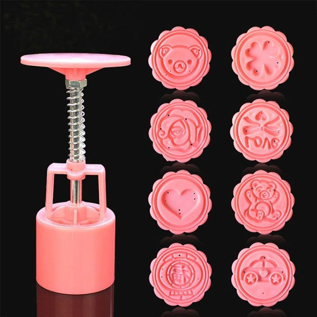 DIY Fondant Cake Mold Biscuit Cookie Cutters Baking Tools with 8 PCS Round Cartoon Patterns - DealBuddy