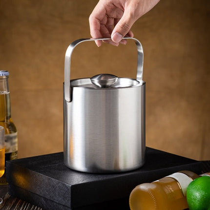 Double - Layer Portable Stainless Steel Ice Bucket Bar Champagne Beer Barrel - DealBuddy