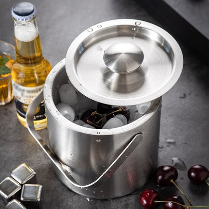 Double - Layer Portable Stainless Steel Ice Bucket Bar Champagne Beer Barrel - DealBuddy