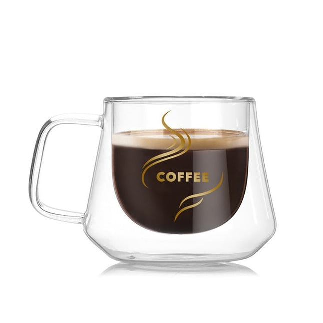 Double Wall Mug Office Mugs Heat Insulation Double Coffee Mug Coffee Glass Cup - DealBuddy