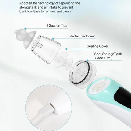 Electric Baby Nasal Aspirator with 3 Food - Grade Silicone Tips, Soothing Piano Music & Soft LED Lights - DealBuddy