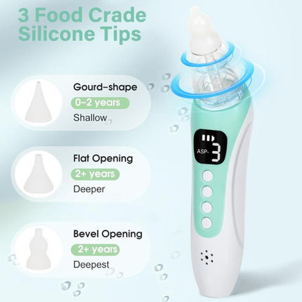 Electric Baby Nasal Aspirator with 3 Food - Grade Silicone Tips, Soothing Piano Music & Soft LED Lights - DealBuddy