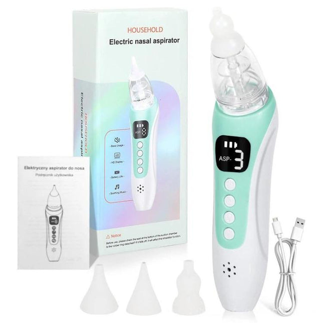 Electric Baby Nasal Aspirator with 3 Food - Grade Silicone Tips, Soothing Piano Music & Soft LED Lights - DealBuddy