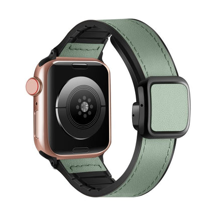 Fold Magnetic Square Buckle PU Silicone Watch Band, For Apple Watch Series 9 41mm, For Apple Watch Ultra 49mm, For Apple Watch Series 8 41mm, For Apple Watch Series 8 45mm - DealBuddy