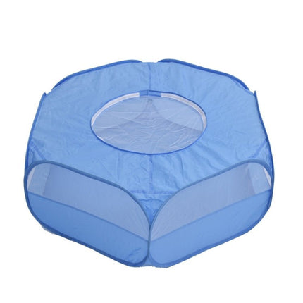 Folded Small Pet Fence Outdoor Workout Game Crawling Small Animal Tent, Specification：, With Cover and Side Cloth (Black), With Cover and Side Cloth (Blue), With Side Cloth (Black), With Side Cloth (Blue) - DealBuddy