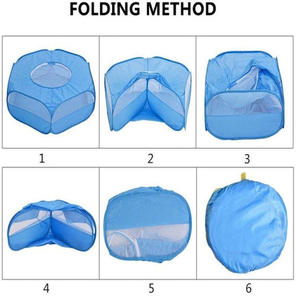 Folded Small Pet Fence Outdoor Workout Game Crawling Small Animal Tent, Specification：, With Cover and Side Cloth (Black), With Cover and Side Cloth (Blue), With Side Cloth (Black), With Side Cloth (Blue) - DealBuddy
