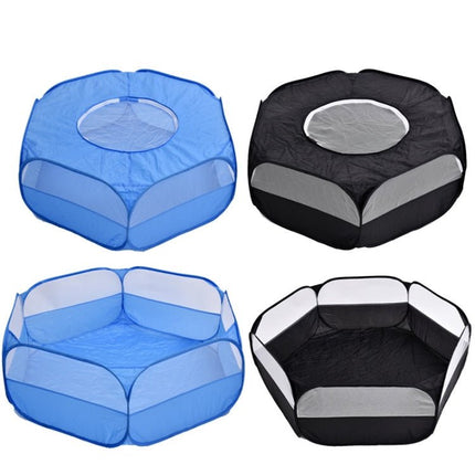 Folded Small Pet Fence Outdoor Workout Game Crawling Small Animal Tent, Specification：, With Cover and Side Cloth (Black), With Cover and Side Cloth (Blue), With Side Cloth (Black), With Side Cloth (Blue) - DealBuddy