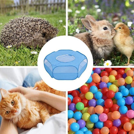 Folded Small Pet Fence Outdoor Workout Game Crawling Small Animal Tent, Specification：, With Cover and Side Cloth (Black), With Cover and Side Cloth (Blue), With Side Cloth (Black), With Side Cloth (Blue) - DealBuddy