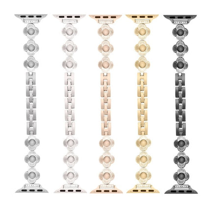 Four Leaf Clover Quick-Release Metal Chain Watch Band, For Apple Watch SE 2022 44mm, For Apple Watch Series 7 41mm, For Apple Watch Series 7 45mm, For Apple Watch Series 6 40mm, For Apple Watch Series 6 44mm, For Apple Watch Series 5 44mm              ... - DealBuddy