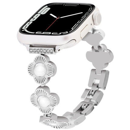 Four Leaf Clover Quick-Release Metal Chain Watch Band, For Apple Watch SE 2022 44mm, For Apple Watch Series 7 41mm, For Apple Watch Series 7 45mm, For Apple Watch Series 6 40mm, For Apple Watch Series 6 44mm, For Apple Watch Series 5 44mm              ... - DealBuddy