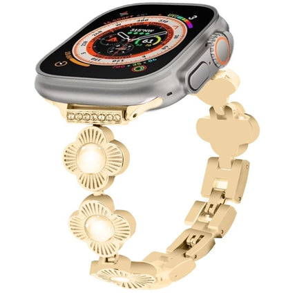 Four Leaf Clover Quick-Release Metal Chain Watch Band, For Apple Watch SE 2023 44mm, For Apple Watch SE 2023 40mm, For Apple Watch Ultra 2 49mm, For Apple Watch Series 9 45mm, For Apple Watch Series 9 41mm, For Apple Watch Ultra 49mm                   ... - DealBuddy