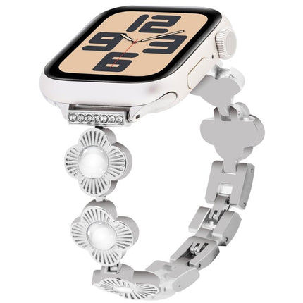 Four Leaf Clover Quick-Release Metal Chain Watch Band, For Apple Watch SE 2023 44mm, For Apple Watch SE 2023 40mm, For Apple Watch Ultra 2 49mm, For Apple Watch Series 9 45mm, For Apple Watch Series 9 41mm, For Apple Watch Ultra 49mm                   ... - DealBuddy