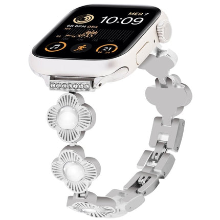 Four Leaf Clover Quick-Release Metal Chain Watch Band, For Apple Watch SE 2023 44mm, For Apple Watch SE 2023 40mm, For Apple Watch Ultra 2 49mm, For Apple Watch Series 9 45mm, For Apple Watch Series 9 41mm, For Apple Watch Ultra 49mm                   ... - DealBuddy