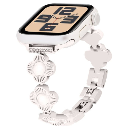 Four Leaf Clover Quick-Release Metal Chain Watch Band, For Apple Watch SE 2023 44mm, For Apple Watch SE 2023 40mm, For Apple Watch Ultra 2 49mm, For Apple Watch Series 9 45mm, For Apple Watch Series 9 41mm, For Apple Watch Ultra 49mm                   ... - DealBuddy