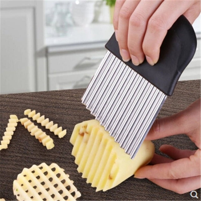 French Fries Cut Stainless Steel Saw Blade Serrated Cutter Fruit and Vegetable Tools Wave Knife Kitchen Equipment Accessories - DealBuddy