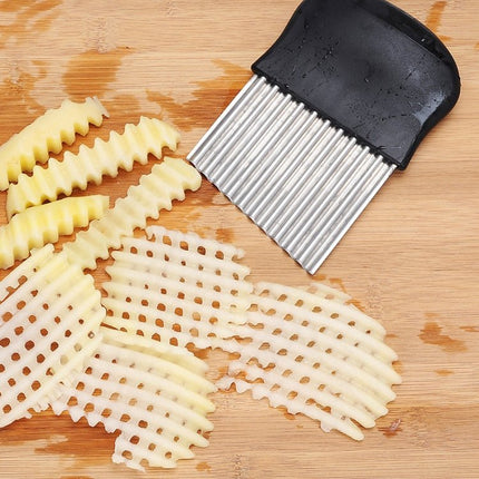 French Fries Cut Stainless Steel Saw Blade Serrated Cutter Fruit and Vegetable Tools Wave Knife Kitchen Equipment Accessories - DealBuddy