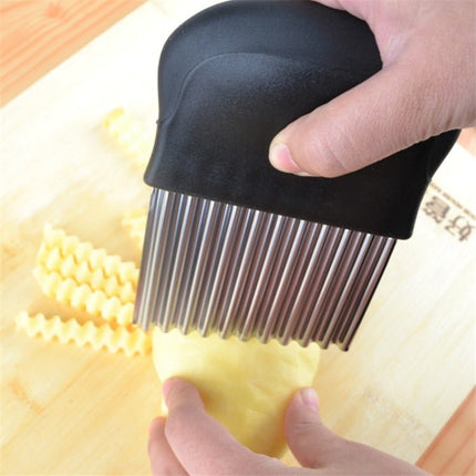 French Fries Cut Stainless Steel Saw Blade Serrated Cutter Fruit and Vegetable Tools Wave Knife Kitchen Equipment Accessories - DealBuddy