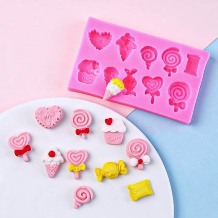 G114 Candy Lollipop Ice Cream Shape Silicone Mold Chocolate Biscuits Cake Decoration - DealBuddy