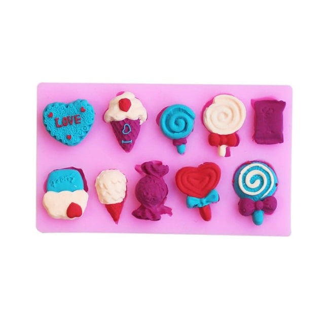 G114 Candy Lollipop Ice Cream Shape Silicone Mold Chocolate Biscuits Cake Decoration - DealBuddy
