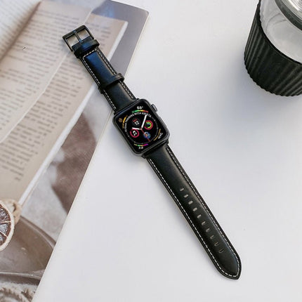 Genuine Leather Watchband For Apple Watch Series, 7 41mm / 6&SE&5&4 40mm / 3&2&1 38mm, 7 45mm / 6&SE&5&4 44mm / 3&2&1 42mm - DealBuddy