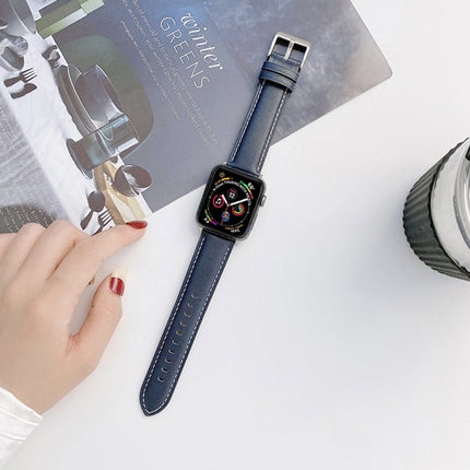 Genuine Leather Watchband For Apple Watch Series, 7 41mm / 6&SE&5&4 40mm / 3&2&1 38mm, 7 45mm / 6&SE&5&4 44mm / 3&2&1 42mm - DealBuddy