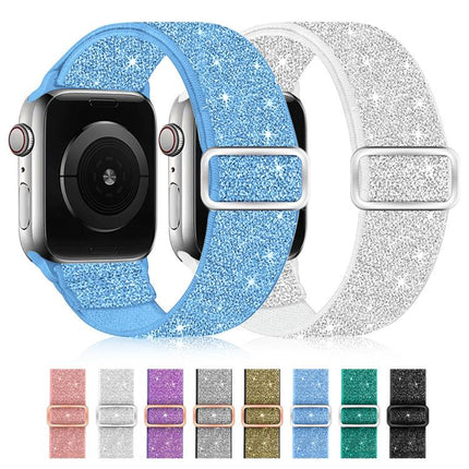 Glitter Elastic Nylon Watch Band, For Apple Watch 49mm / 46mm / 45mm / 44mm, For Apple Watch 42mm / 41mm / 40mm / 38mm - DealBuddy